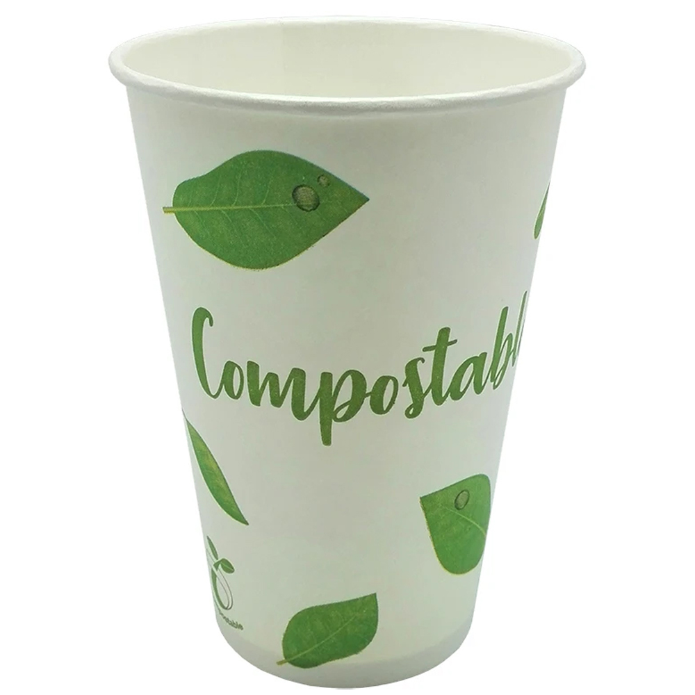 Vasos para Fiestas con Icono de compostabilidad 180 ml/ 6 oz con Embalaje compostable Paquete con 15 Vasos de Cartón Biodegradables para Bebidas Calientes y Frías Verde Menta 